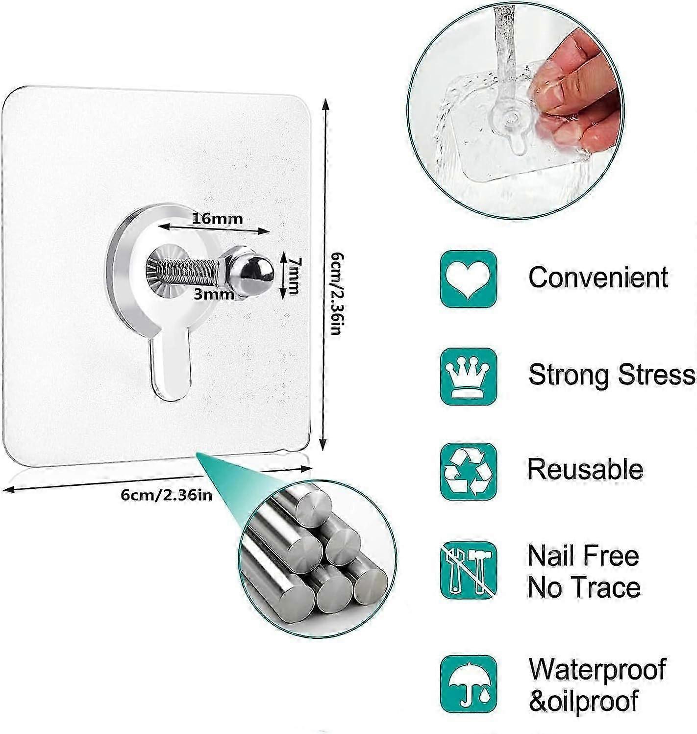14Pcs Wall Sticky Hook Punch Free Hooks Key Hanger Coat Hanging Hooks for Home