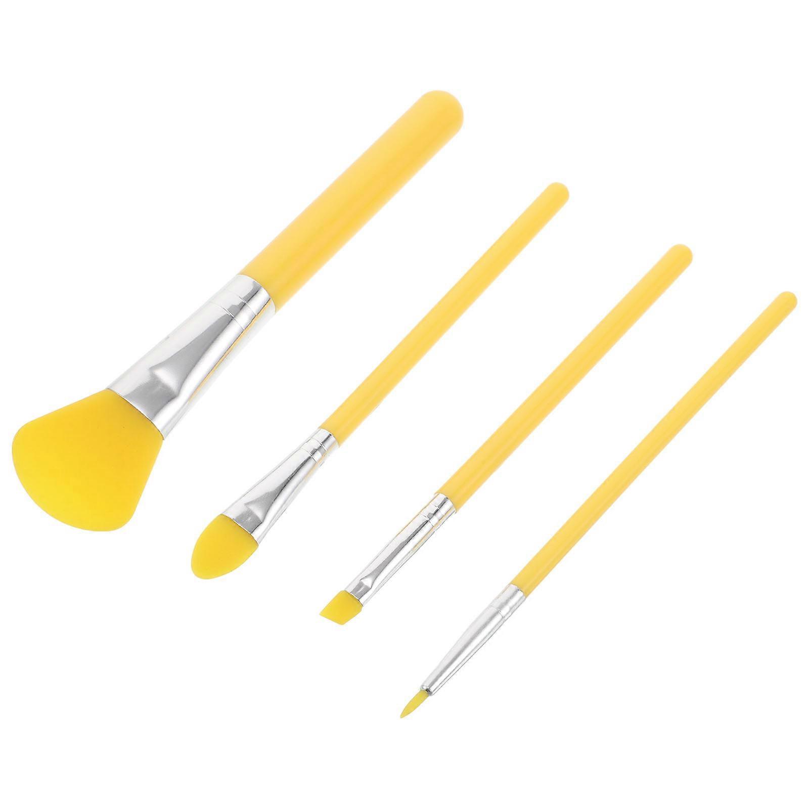 Makeup Brushes Silicone For Travel Foundation Application Elegant Design Yellow 14.30X3.00X1.30CM 1Set