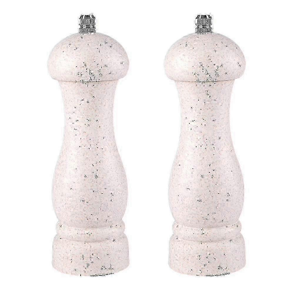 プレミアムオークウッドソルト&ペッパーグラインダーセット、調整可能な粗さ、詰め替え可能なスパイスミル、オフホワイトボックス - CHUNC