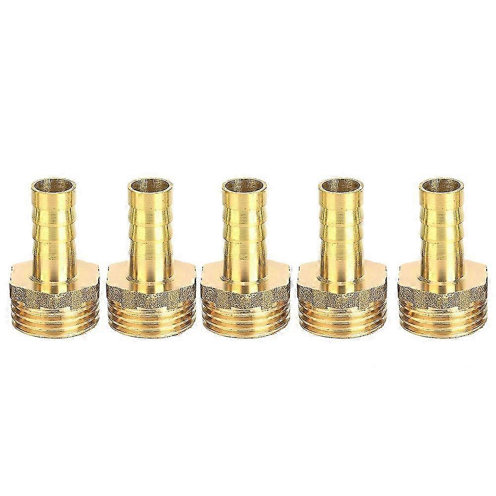 5 Pcs Brass Barb Connector Male Thread Water Pipe Hose Connector G1/2 to 10mm