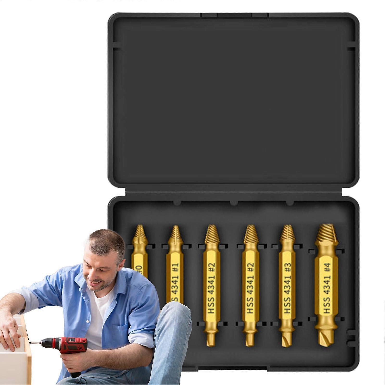 Screw Extractor Set, Precision Bolt Removal Tool, Titan-Coated for Auto Repair, Plumbing, and Construction Projects