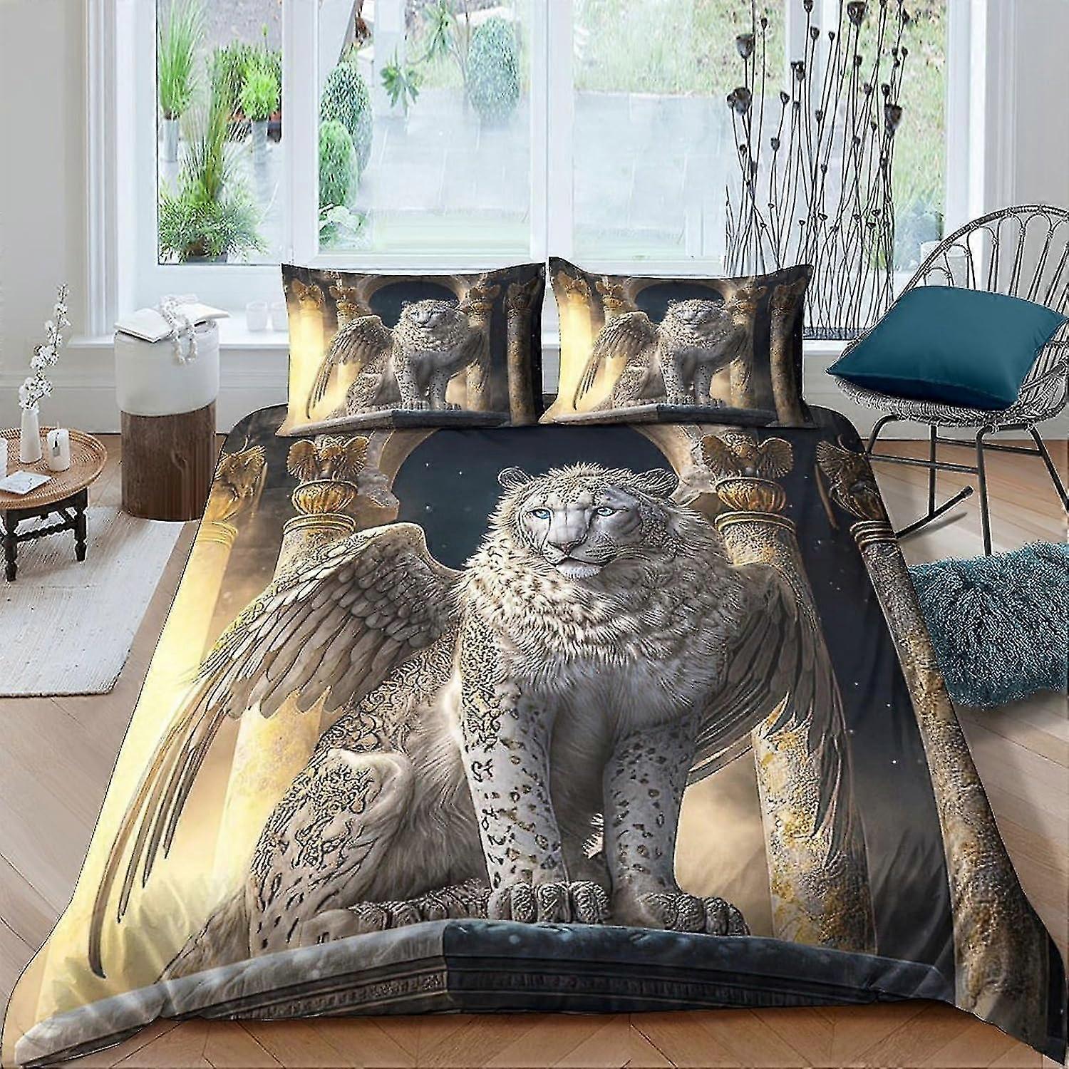Mechanical Tiger Duvet Cover Set with 3D Anime Print for Boys and Girls, Includes Pillow Cases with Zipper Closure