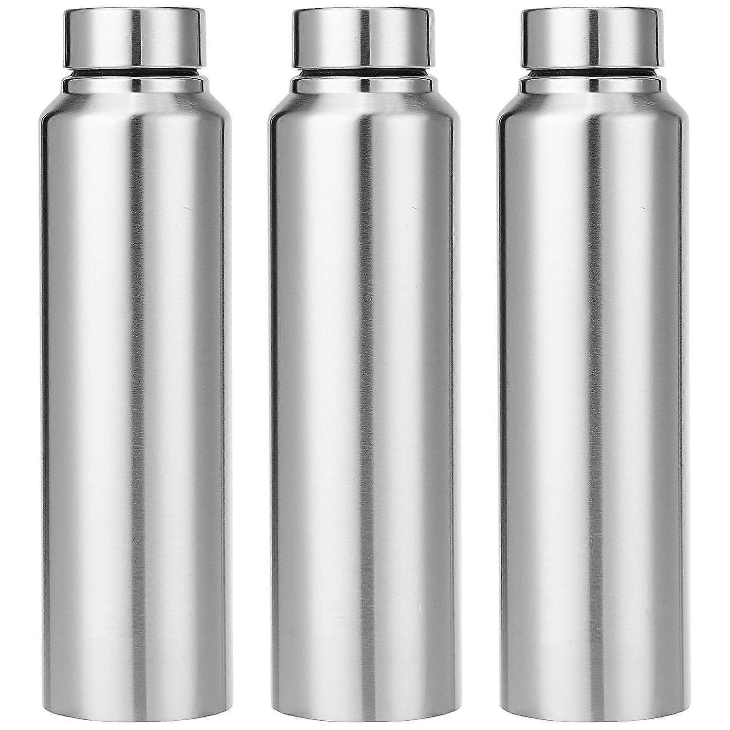 Botella de agua delgada de acero inoxidable, juego de 3, 1 litro cada una