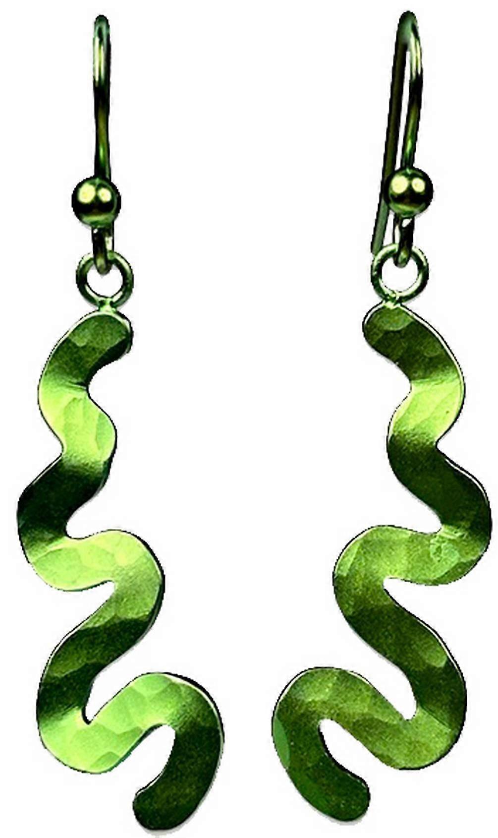 Ti2 Titanium Squiggle Drop Earrings - Green