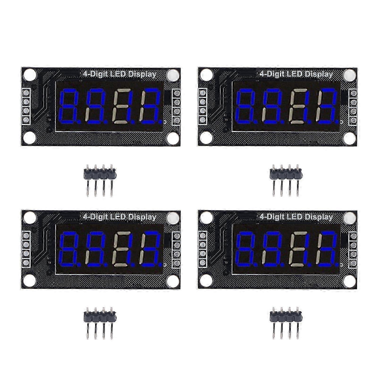 4 Sets Digital Tube Display Module LED 4 Digit 7 Segment 0.36in Drive Chip Blue