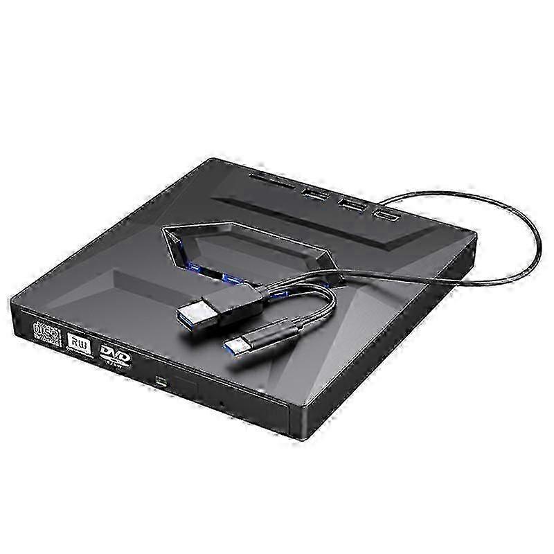 External DVD CD Writer Burner Drive for PC Laptop Windows 11/10/8/7 with Type C/USB3.0 Connectivity
