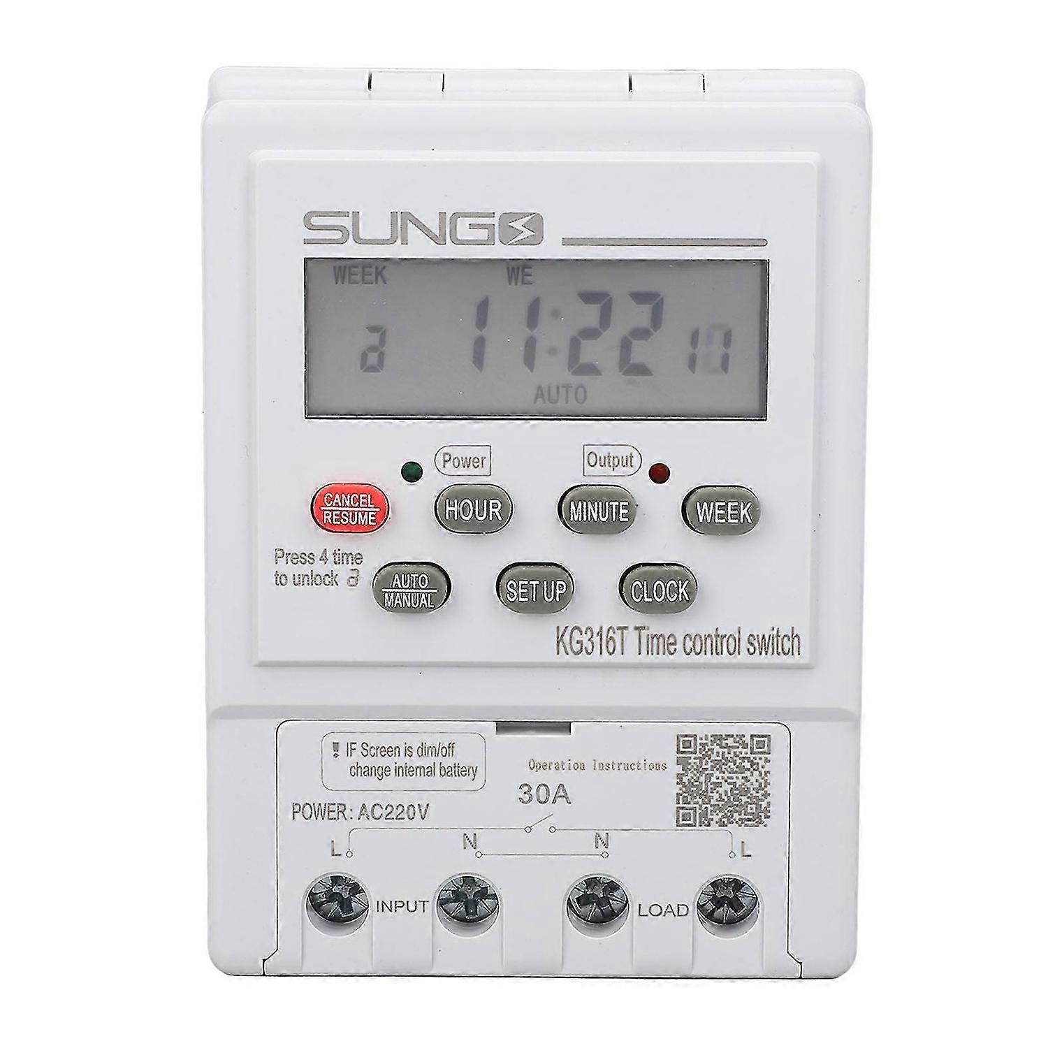 Time Control Switch Microcomputer 7 Day Programmable Automatic Digital Timer 220V 30A 1 Min168 Hours for Home Appliance