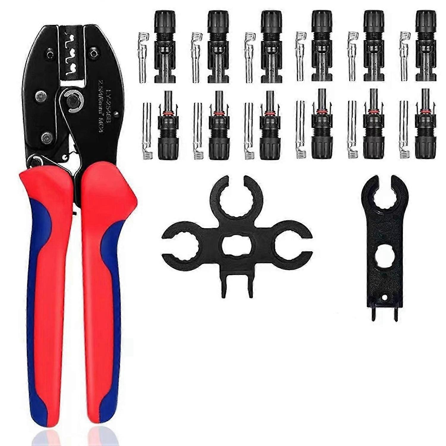 Solar Crimping Tool Kit High Efficiency Portable PV Cable Crimp Pliers Connectors Wrench Set Pocket 2