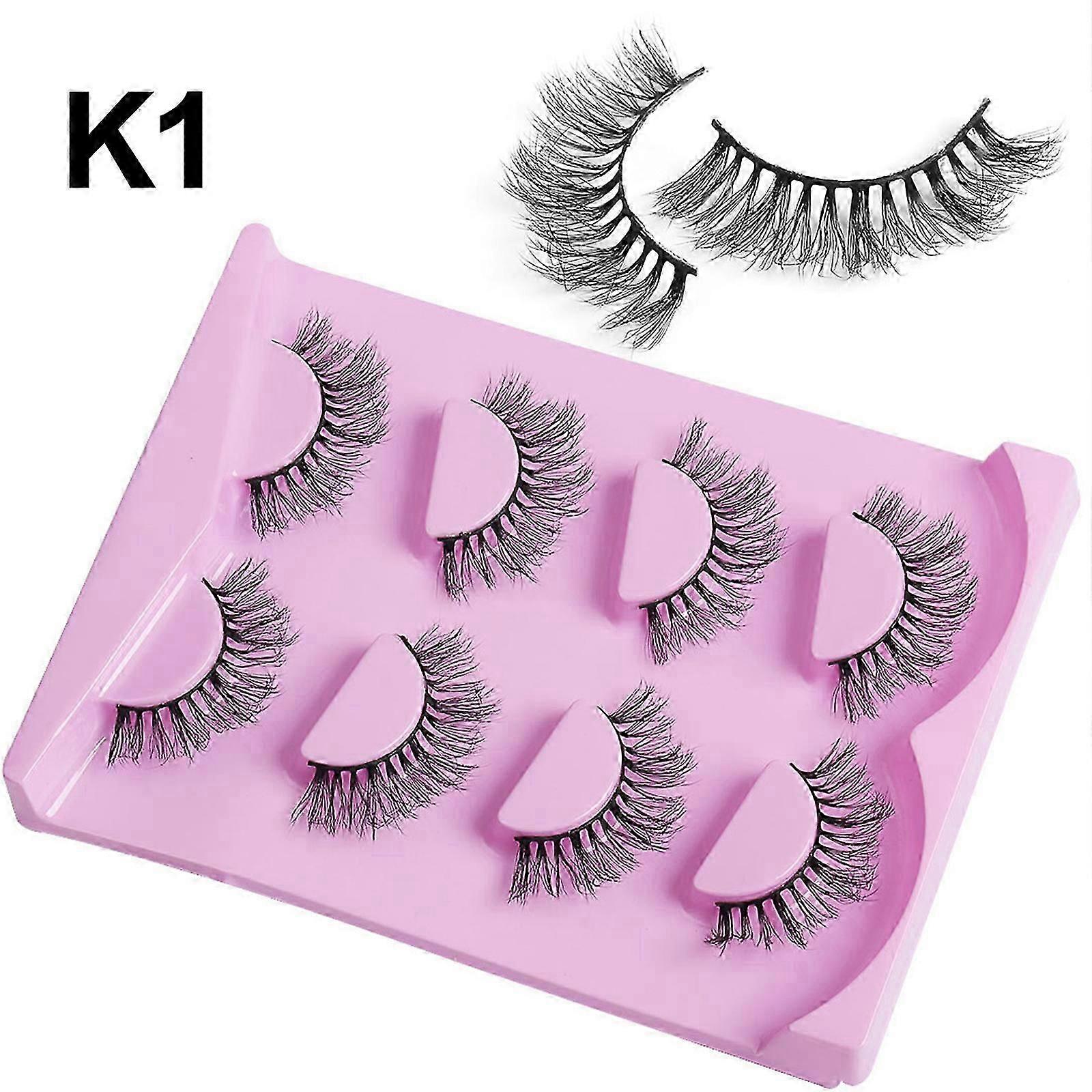 Fluffy Mink Lashes Natural Look D Curl Eyelashes Wispy Cat Eye Lashes Pack Long Volume Lashes 4pairs