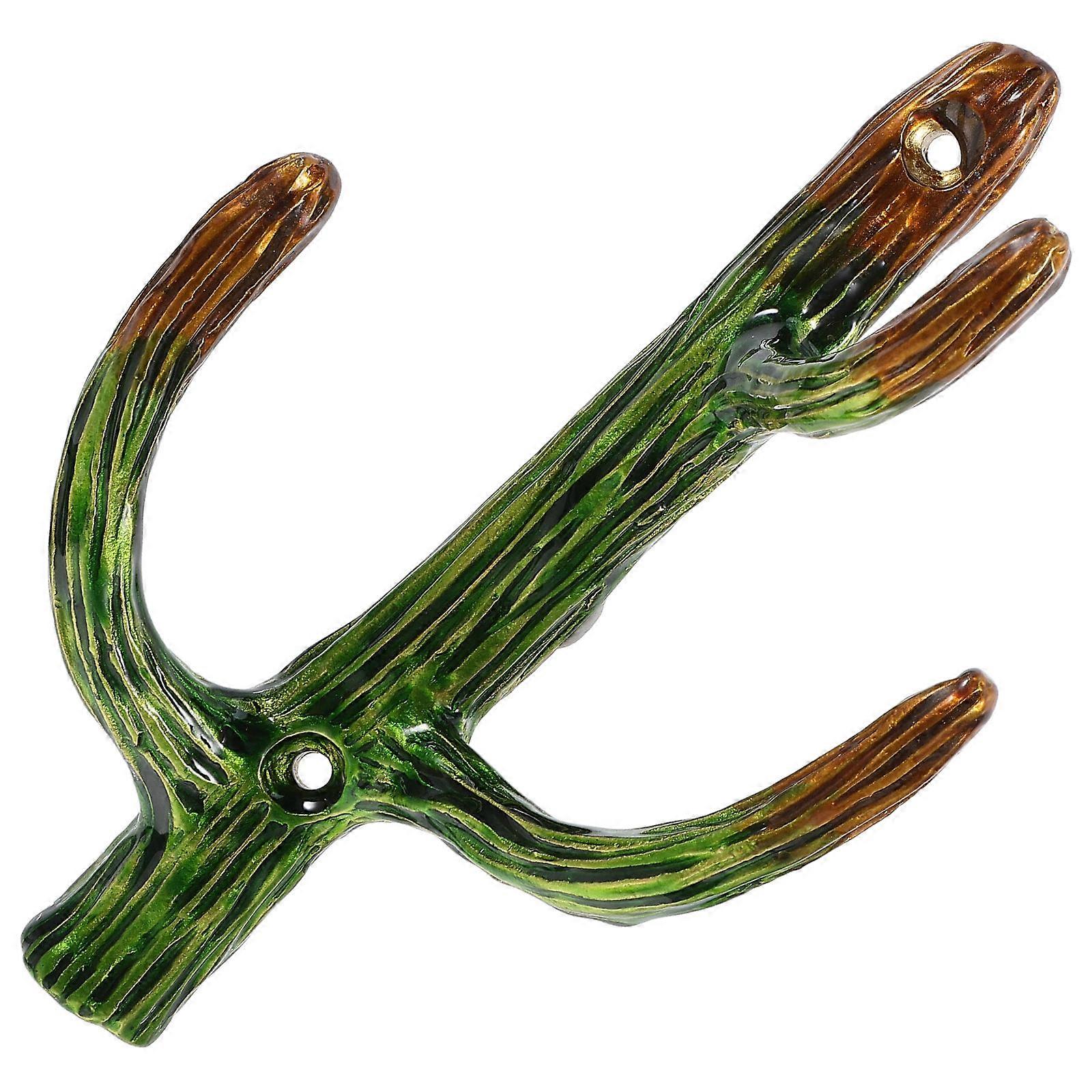 Cactus Coat Rack Home Decor Wall Mounted Hooks Green Color Hanging Hats Storage Solution 1Set