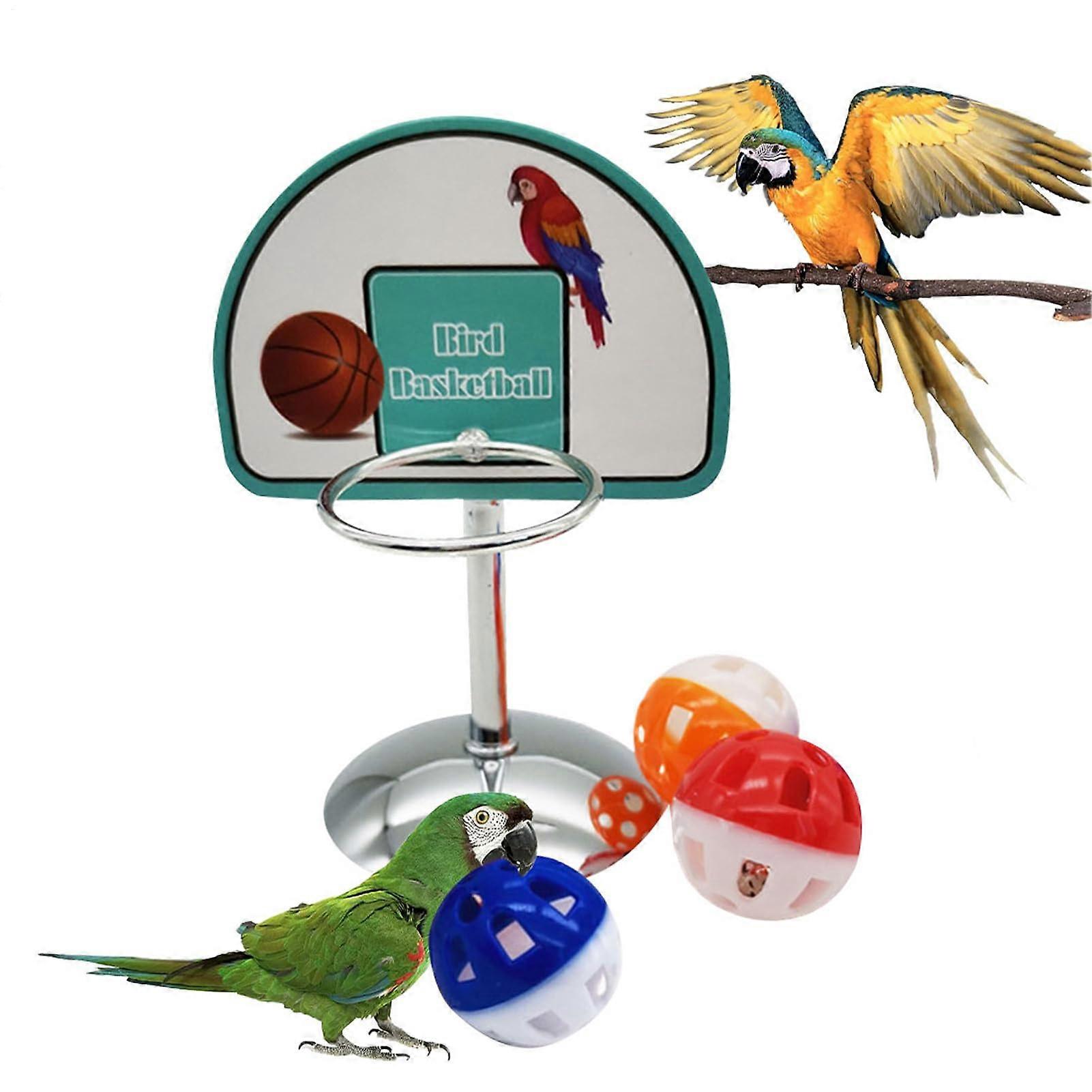 Basketball Bird Toy, Parrot Toy Basketball Basketball Bird Enrichment Toy with 3 Balls, Activity Training Playground for Budgie Cockatiel Large