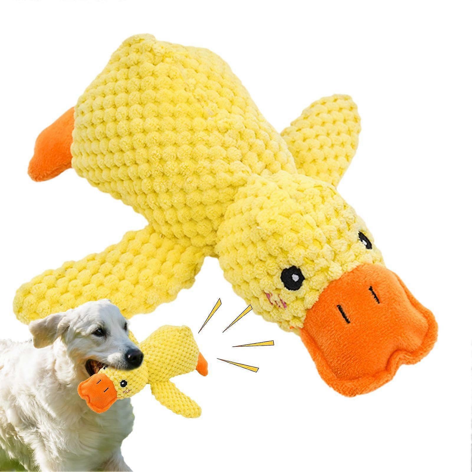 Quack Quack Duck Dog Toy, Mellow Yellow Soothing Duck Toy Squeaker, Soft Chew, Indoor Outdoor Use, Small To Large Dogs