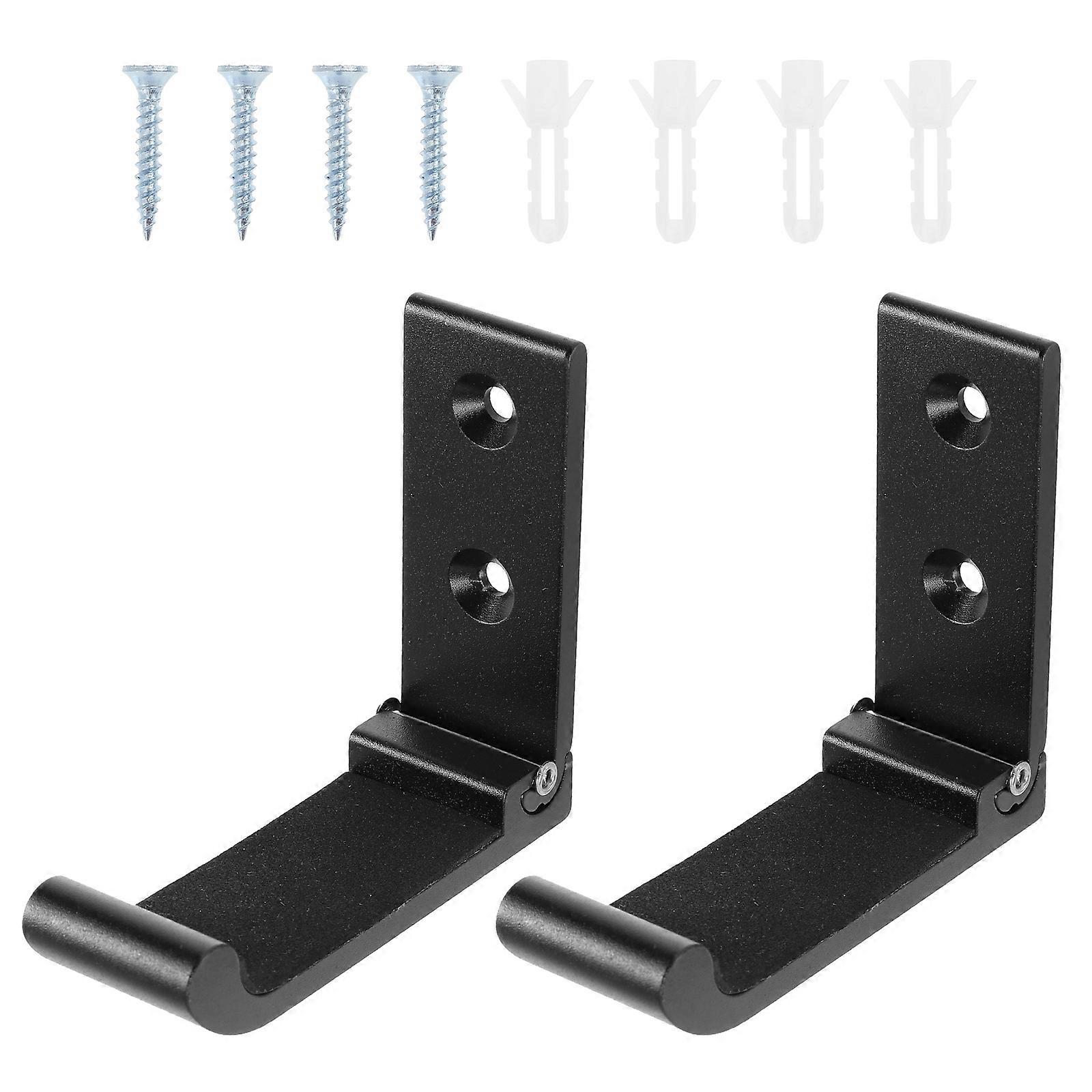 Foldable Coat Hooks with Sponge Protection Pad for Wall Mounting in Black 1 Pair