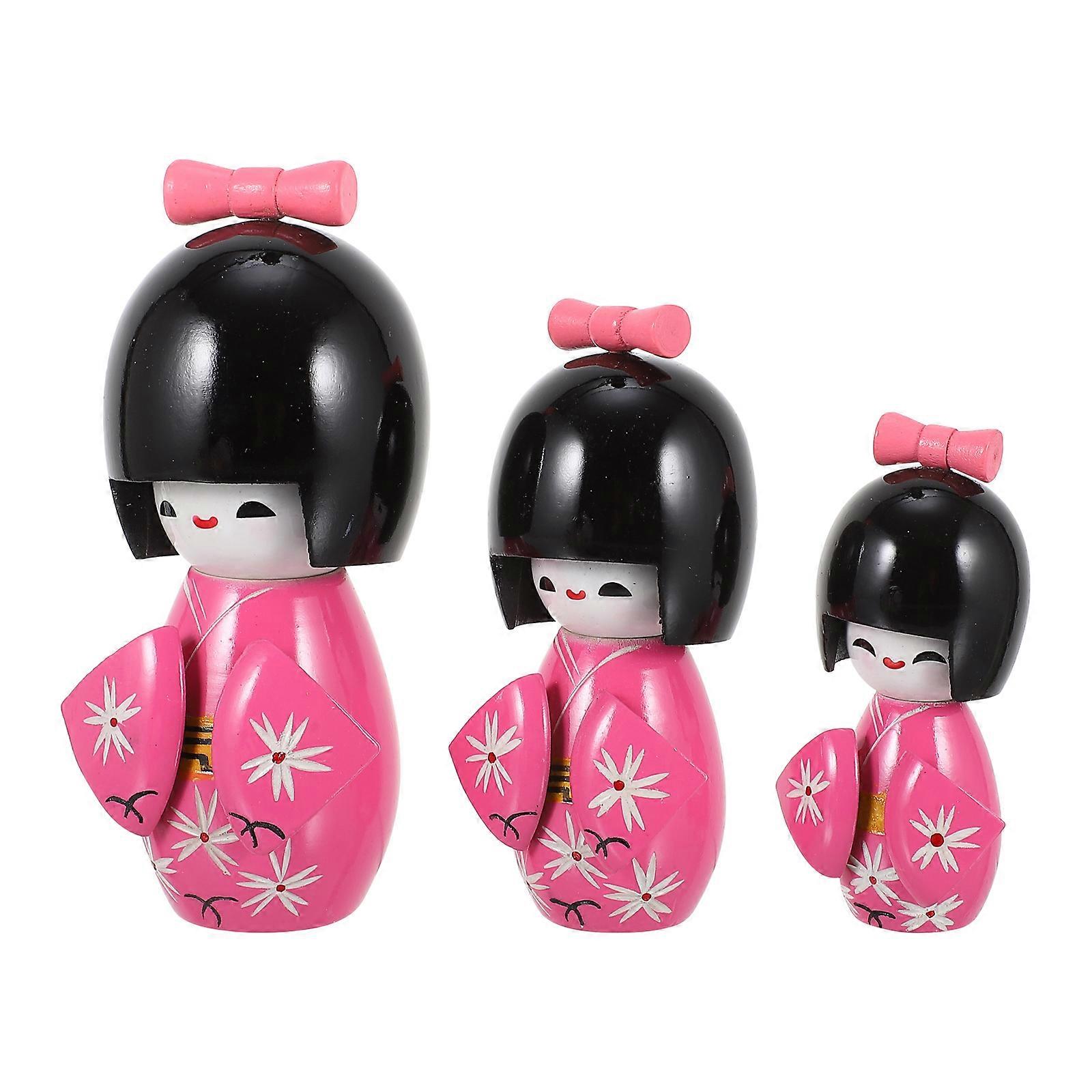 Kimono Plaything Girl Toys Decoration Sushi Restaurant Desktop Ornament 3Pcs