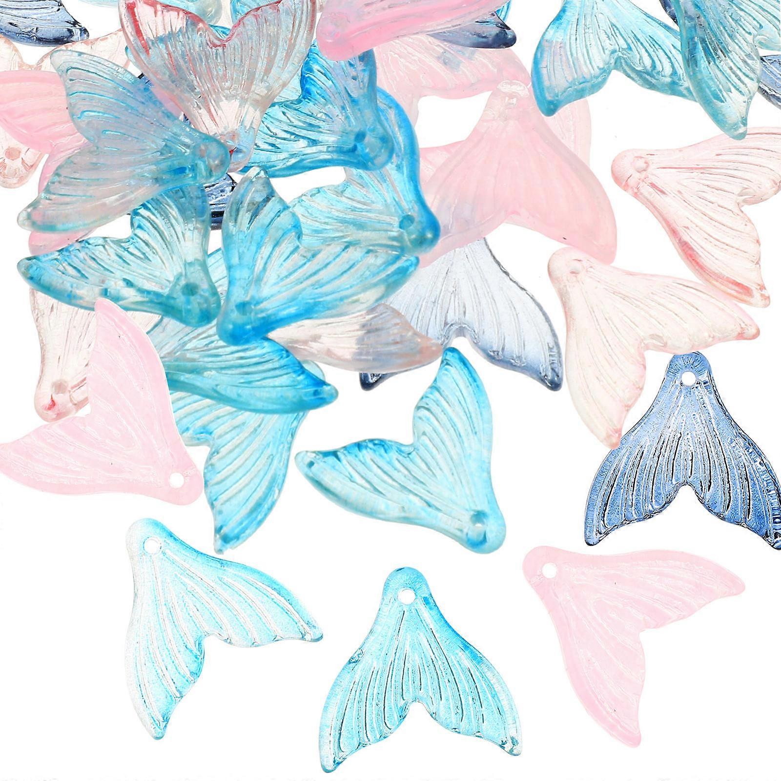 Decorative Pendants Fish Tail Charm Assorted Color Diy Crafting Mini Charms For Necklaces 50Set