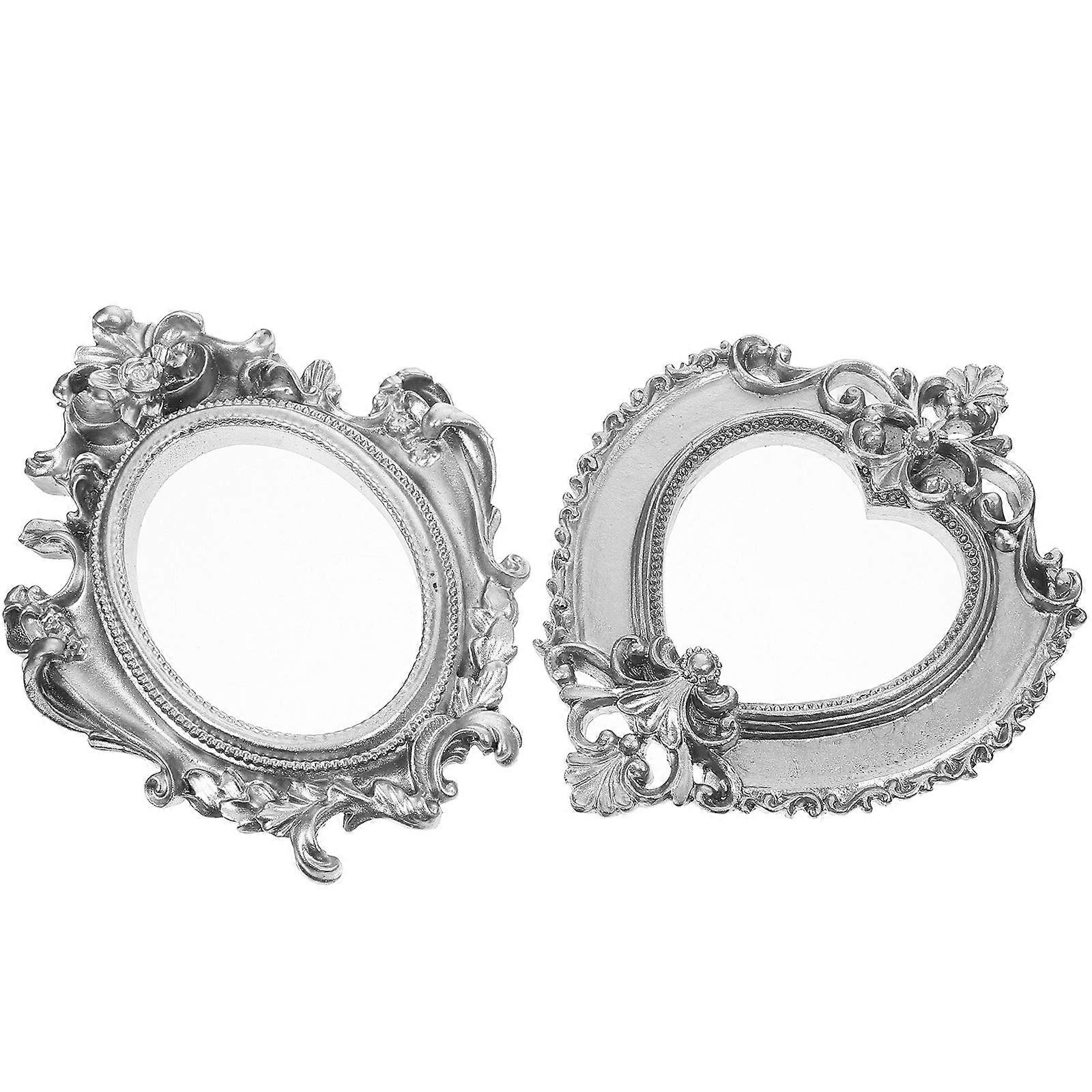 Mini Oval Frame Resin Picture Frames Women Photographers Nail Artists Resin Material Silver 12.00X9.00X1.00CM 2Pcs