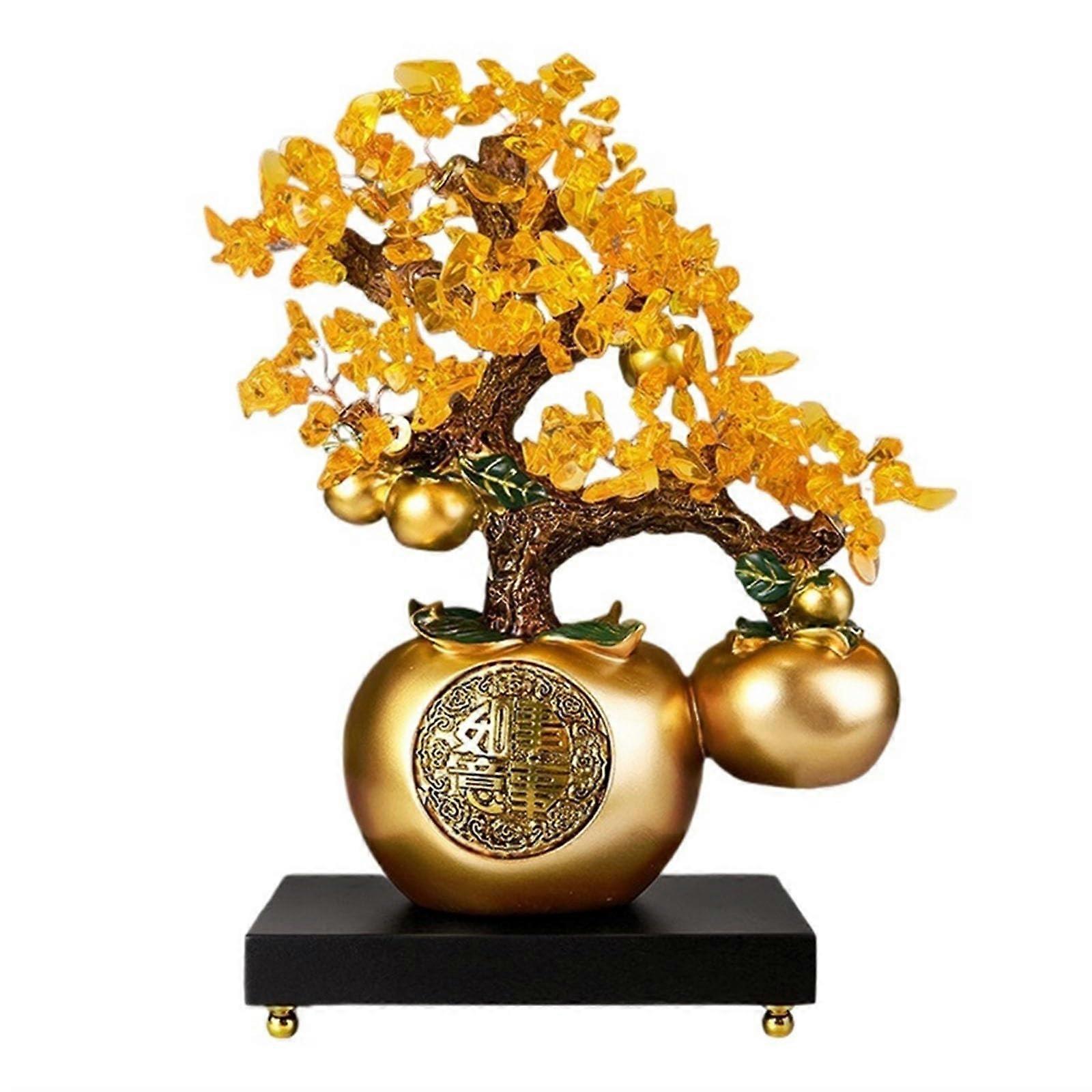 Tabletop Crystal Tree, Citrine Crystal Tree, Crystal Bonsai, Persimmon Citrine, Lucky Tree with Base, Reiki Luck, Wealth, Money Tree, Crystal Gifts