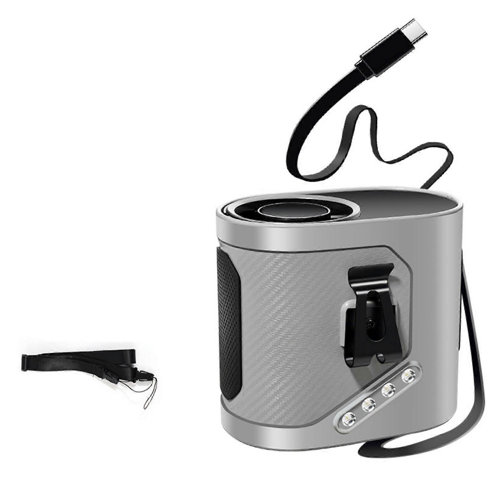 Ventilateur de refroidissement usé par la taille 21 heures d’exécution 6000mAh Conception de clip magnétique 100 niveaux de vitesse intégrée dans la lumière LED Équipement extérieur gris clair