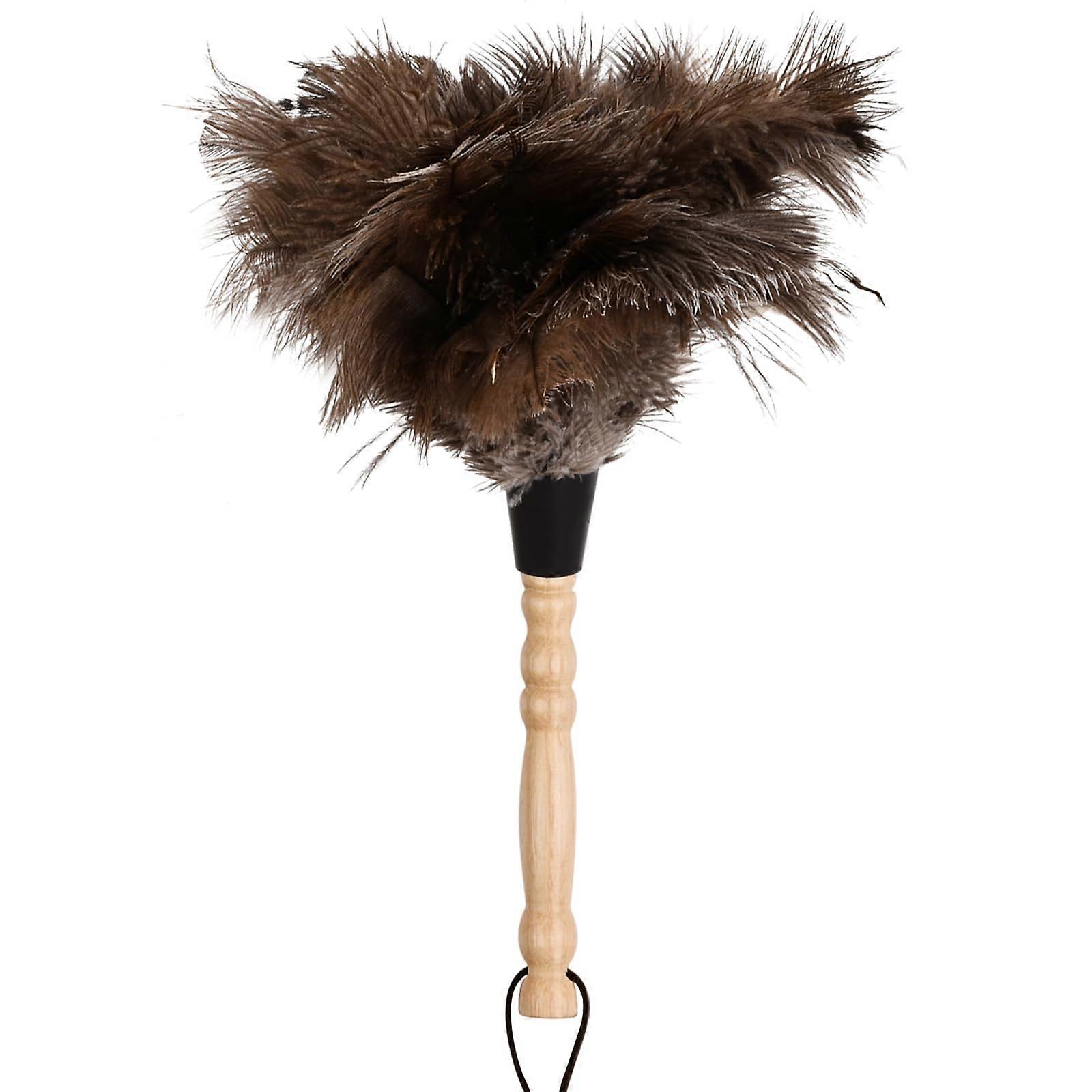 منفضة ريش النعام بمقبض خشبي، 12.6 بوصة (32 سم)