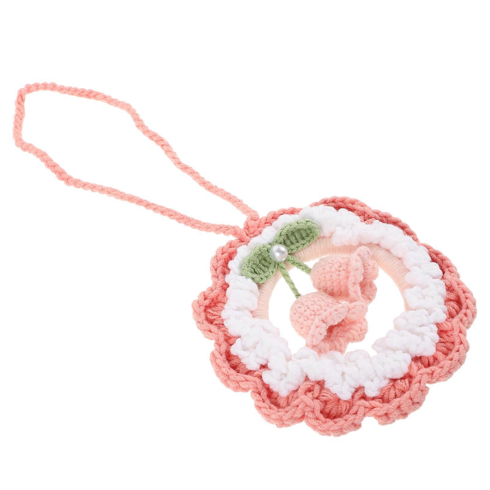 Hand Woven Crochet Flower Car Hanging Ornament for Rear View Mirror – Unique Vehicle & Bedroom Decoration Accessory for DIY & Friends
