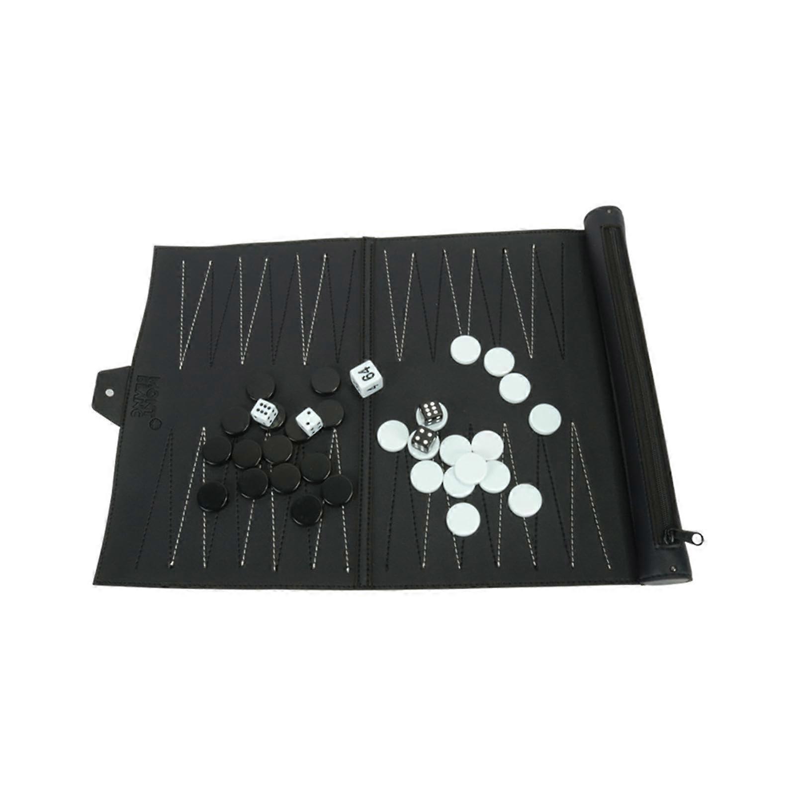 Backgammon Set - Portable Roll Up Backgammon Board for 2 Players with Premium Leather Case, Travel-Friendly Game