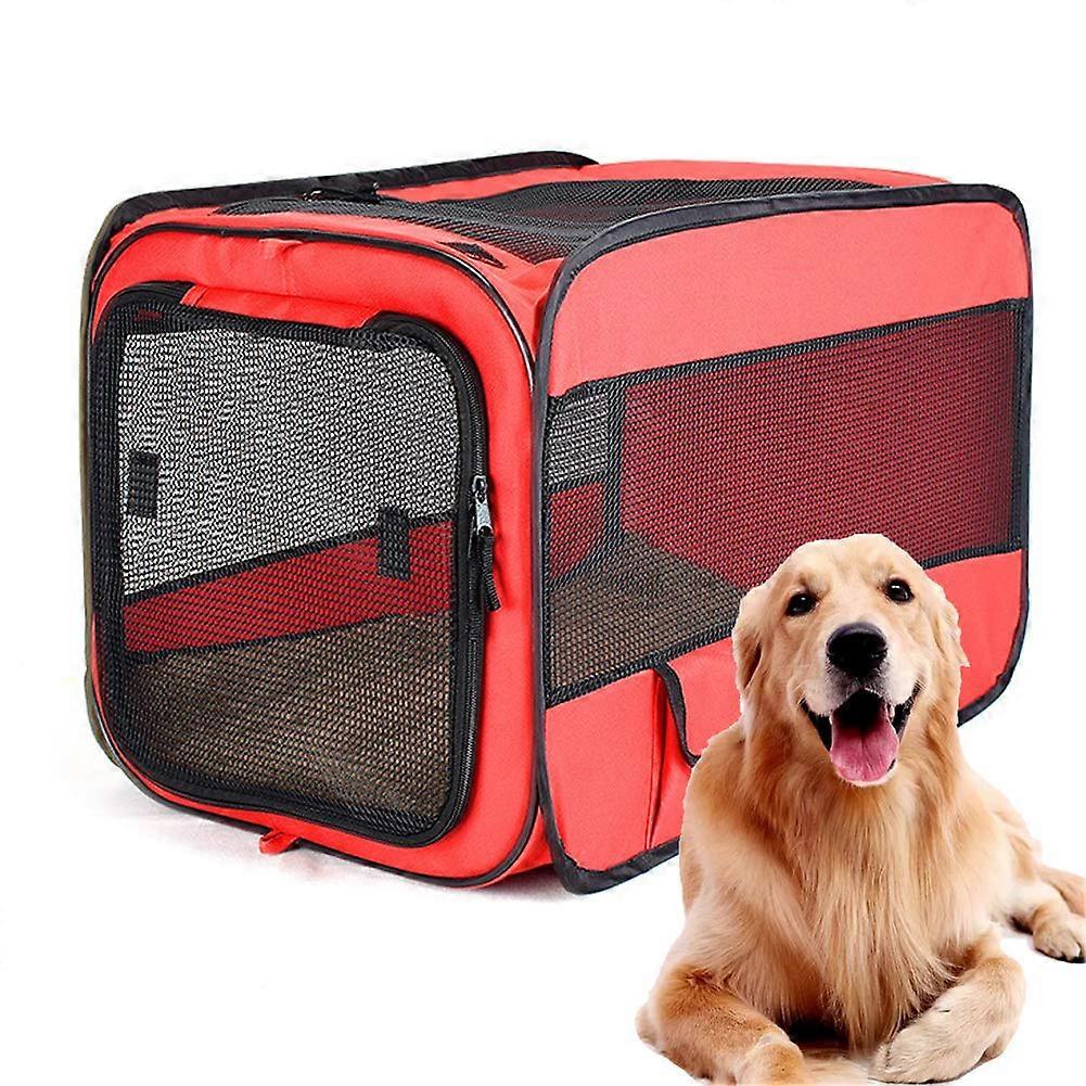 Soft Pet Crates, Kennel, Foldable Dog Crate, Pet Car Travel Carrier, Foldable Transport Box for Travel with Soft Sides and Fleece Mat, Egg Pink