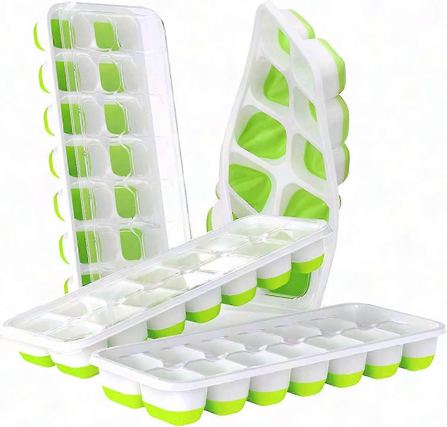 4-Pack Flexible Silicone Ice Trays with Easy Release, 14 Cubes Per Tray