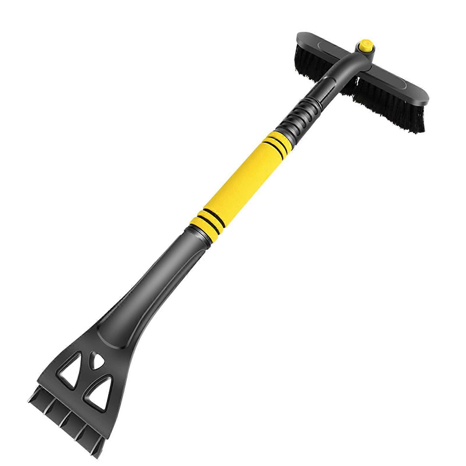 Telescoping Multifunction Snow Shovel With Rotating Brush Ice Scraper For Windshield Cleaning Of Cars And Trucks Yellow