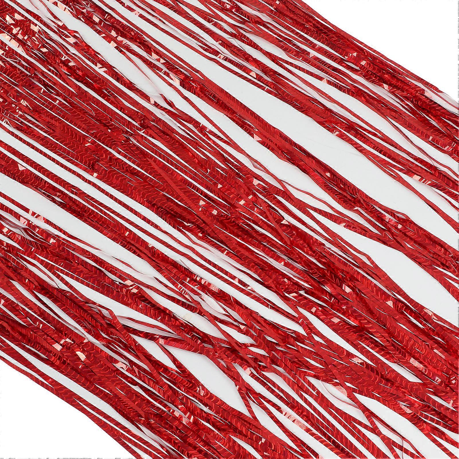 4pcs Tinsel Backdrop Curtains Holographic Metal Foil 1x2m Decorative Reusable Foil Fringe Curtain for Photography Wedding Red