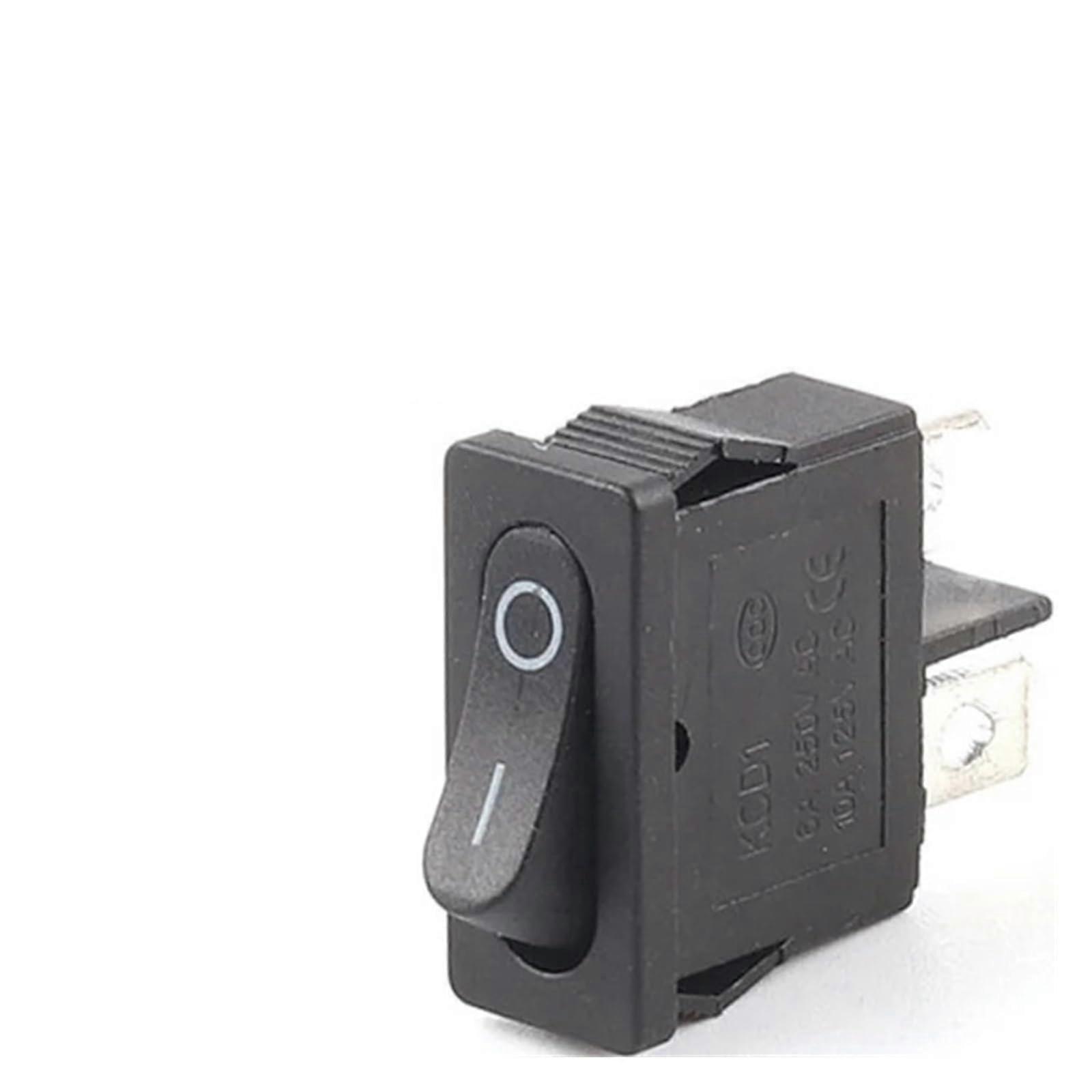 Push Button Switch 21x9.5 mm, 2-Pin, 2-Position, KCD1 Snap-In On/Off Rocker Switch, 6A 250V/10A 125V, Black