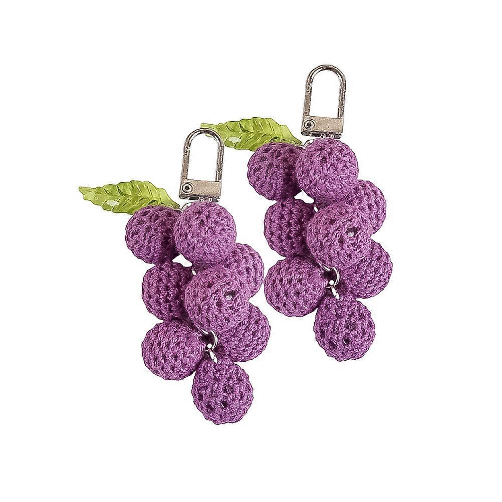 Grape Key Rings Women Handbag Charms Cute Knitted Keychain Pendant Decoration Birthday Present 3.5×2×0.8in 1Pack