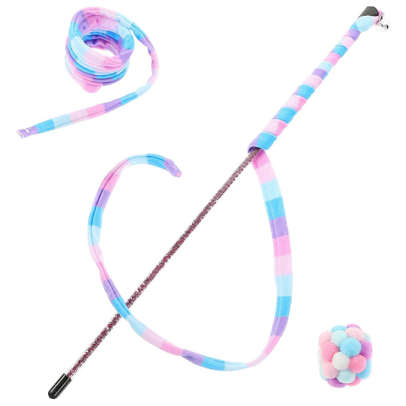 Interactive Cat Teasing Wand with Spring Ball Attachment – Durable Macaron Colored Stick for Indoor Kitten Play and Stress Relief