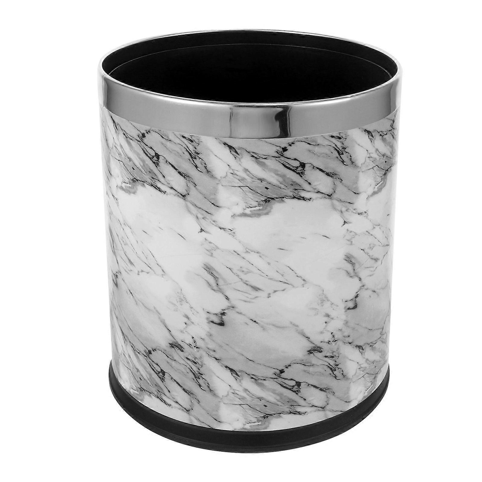 Marble Pattern Trash Can 2pcs Waste Paper Bin for Kitchen and Office
