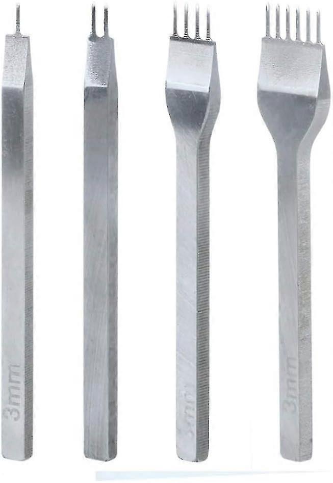 4個の穴パンチツールキット、3mm DIYレザーキット、レザークラフトパンチツールクローパンチャー、ソーイングダイヤモンドレーシングホール、レザーホールDIYレザーCRA用