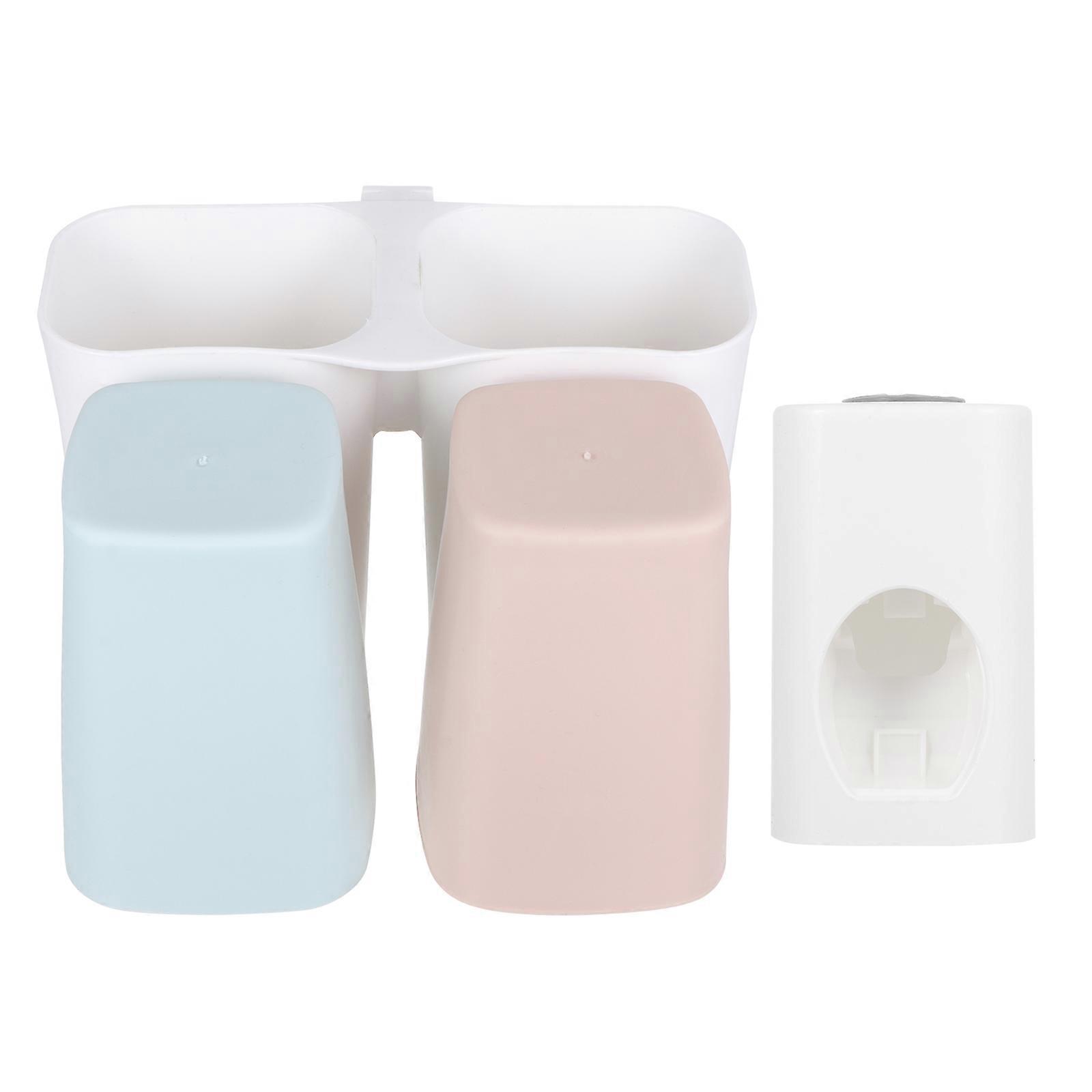 Multifunctional Toothpaste Holder and Cup Set Space Saving Bathroom Shelf for Home Use Assorted