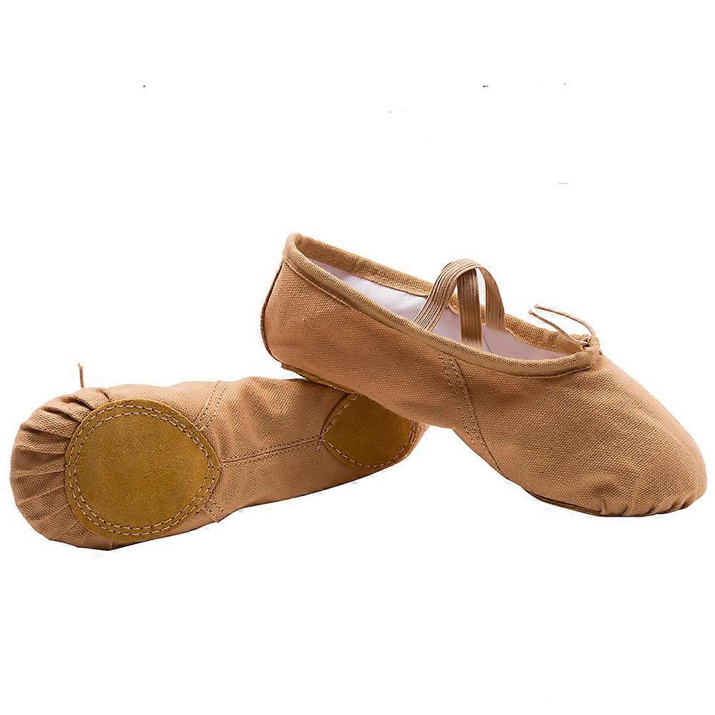 Light Brown Professional Ballet Shoes for Dancing Lightweight Comfortable Canvas Ballet Slippers Size 20CM