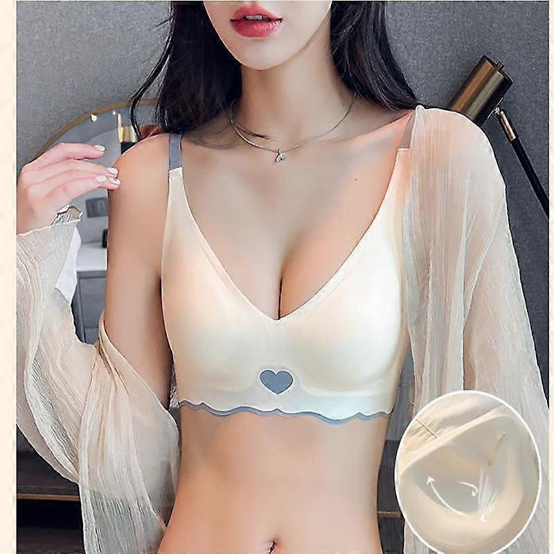Contrast Color Seamless Underwear for Women Simple and Comfortable Gathering Latex Underwear Thin Style Without Steel Ring and Small Bra