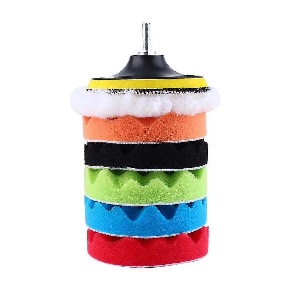 6pcs 4 Inch Foam Polishing Pads Kit for Car Detailing, Compatible with Glass, Stone, Ceramic, Includes Wool & M10 Adapter