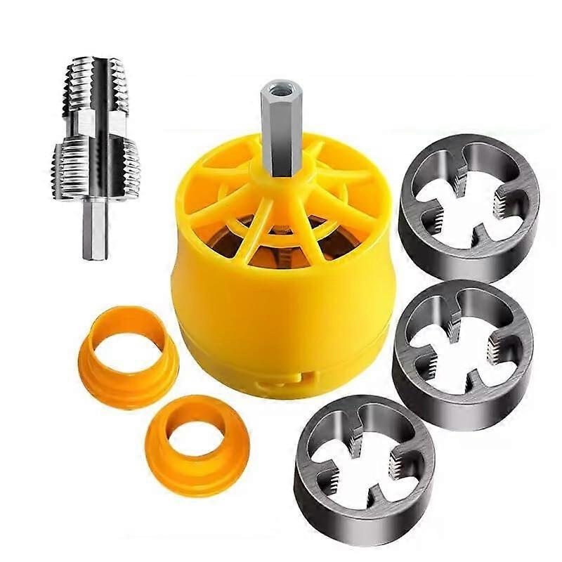 Electric Drill Compatible PVC Pipe Threader Kit, PVC Threader Tool with 3 Dies (1/2', 3/4', 1'), PVC Threader Tool, PVC Pipe Threader Kit