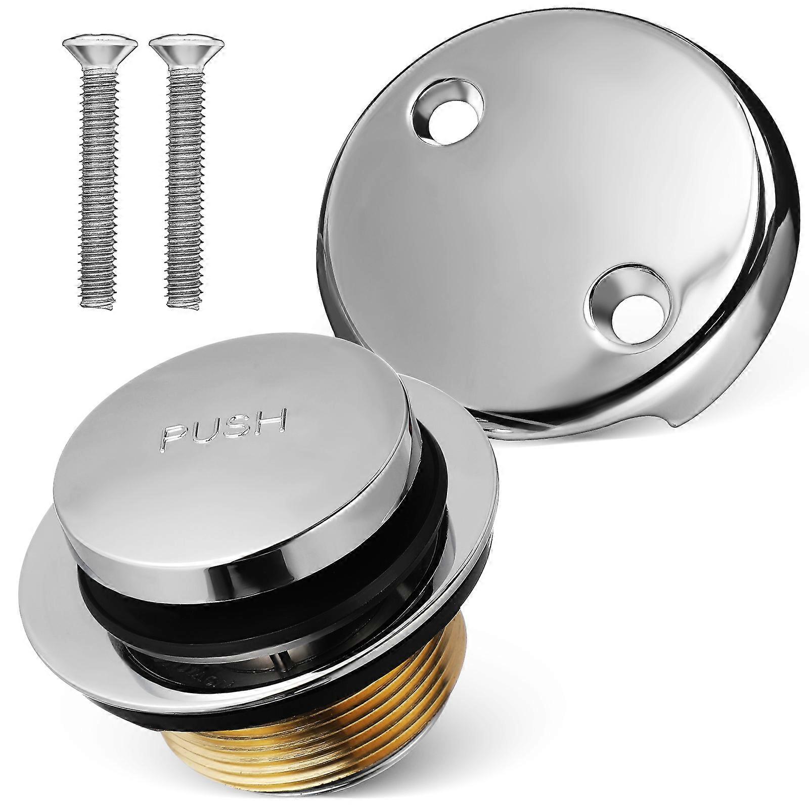 Hole Bathtub Drain Stopper with Overflow Plate Watertight Seal Tub Drain Replacement for Standard Bathrooms, Durable Tub Plug for Enhanced Bathing