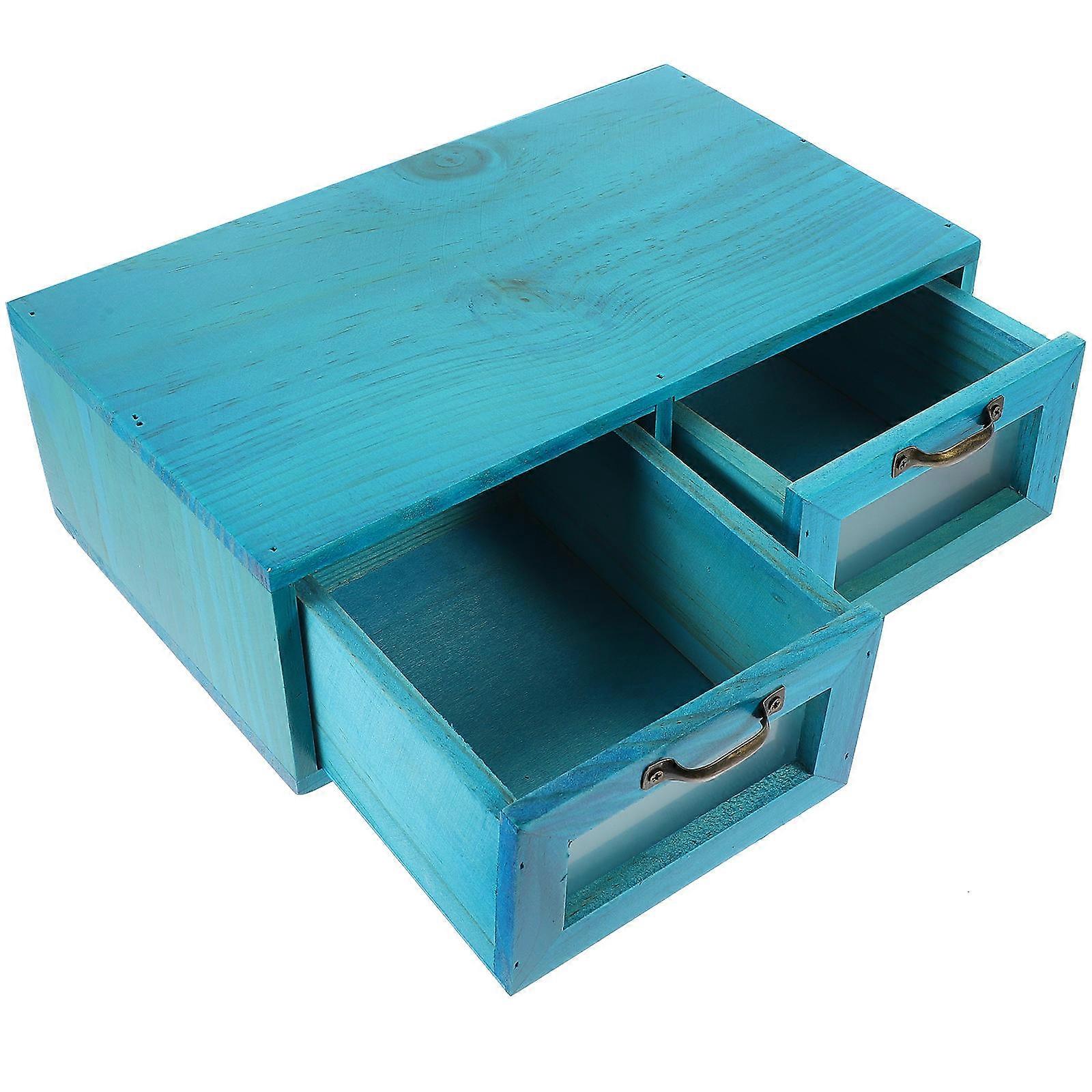 Sky-blue Synthetic Storage Rack for Phone Small Jewelry Organizer with Drawer Box 7.8x5.9x6.3 Inches
