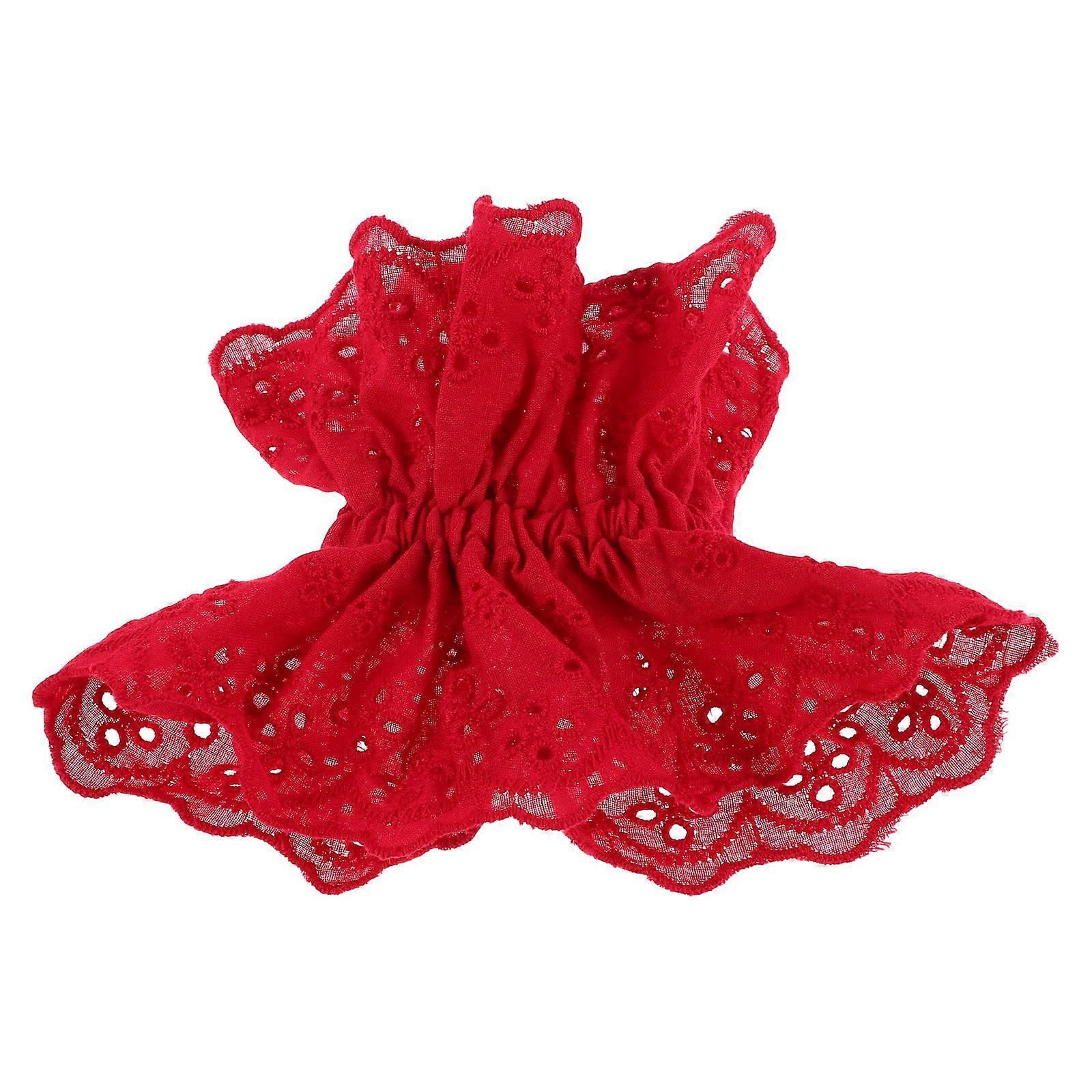 Red Lace Double Layer Scrunchies 2pcs Elastic Hair Ties for Women Girls Ponytails and Stylish Updos