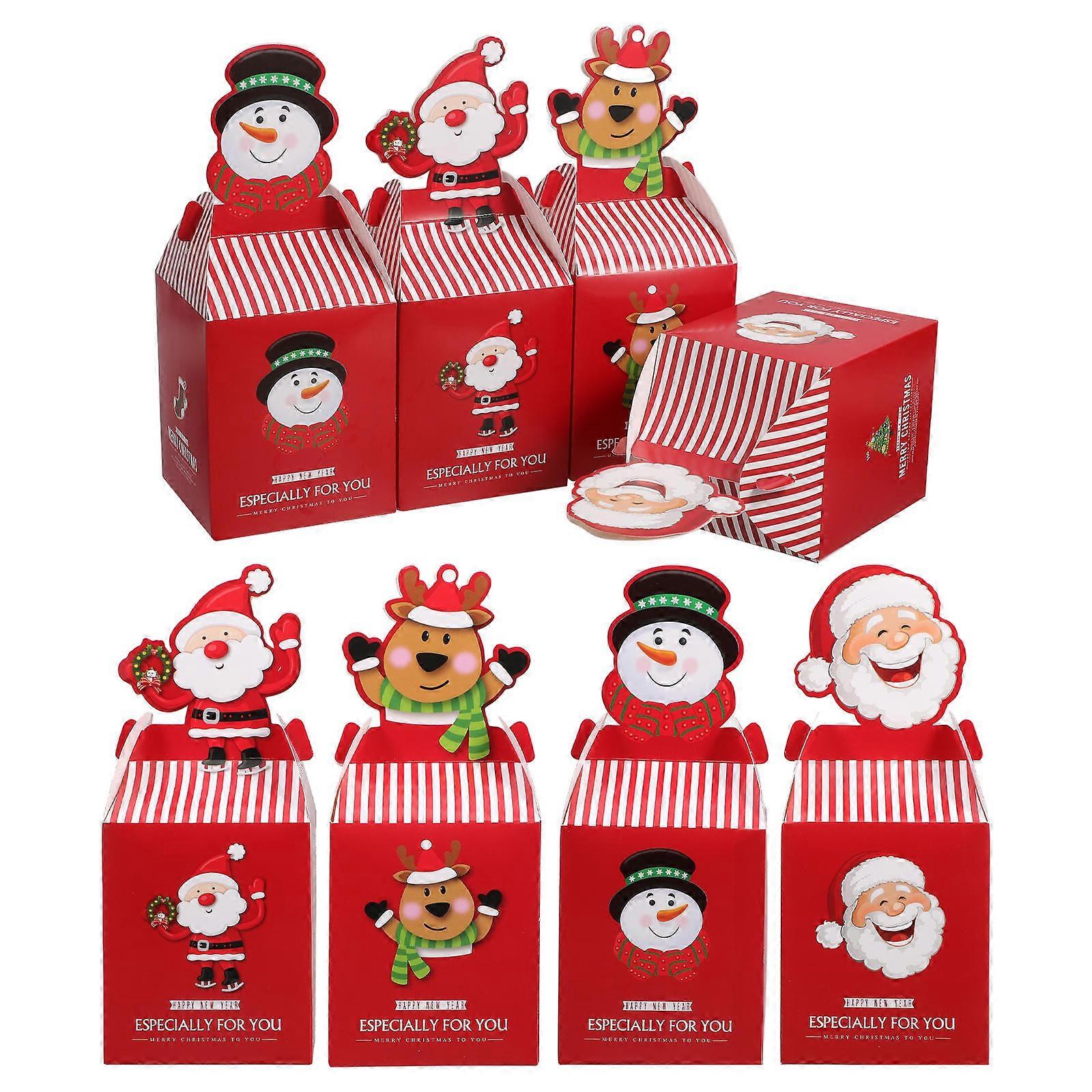 20pcs Christmas Candy Boxes, Kraft Treat Paper Boxes, Easy Fold, Recyclable, with Santa Claus and Elk Designs for Xmas Gatherings