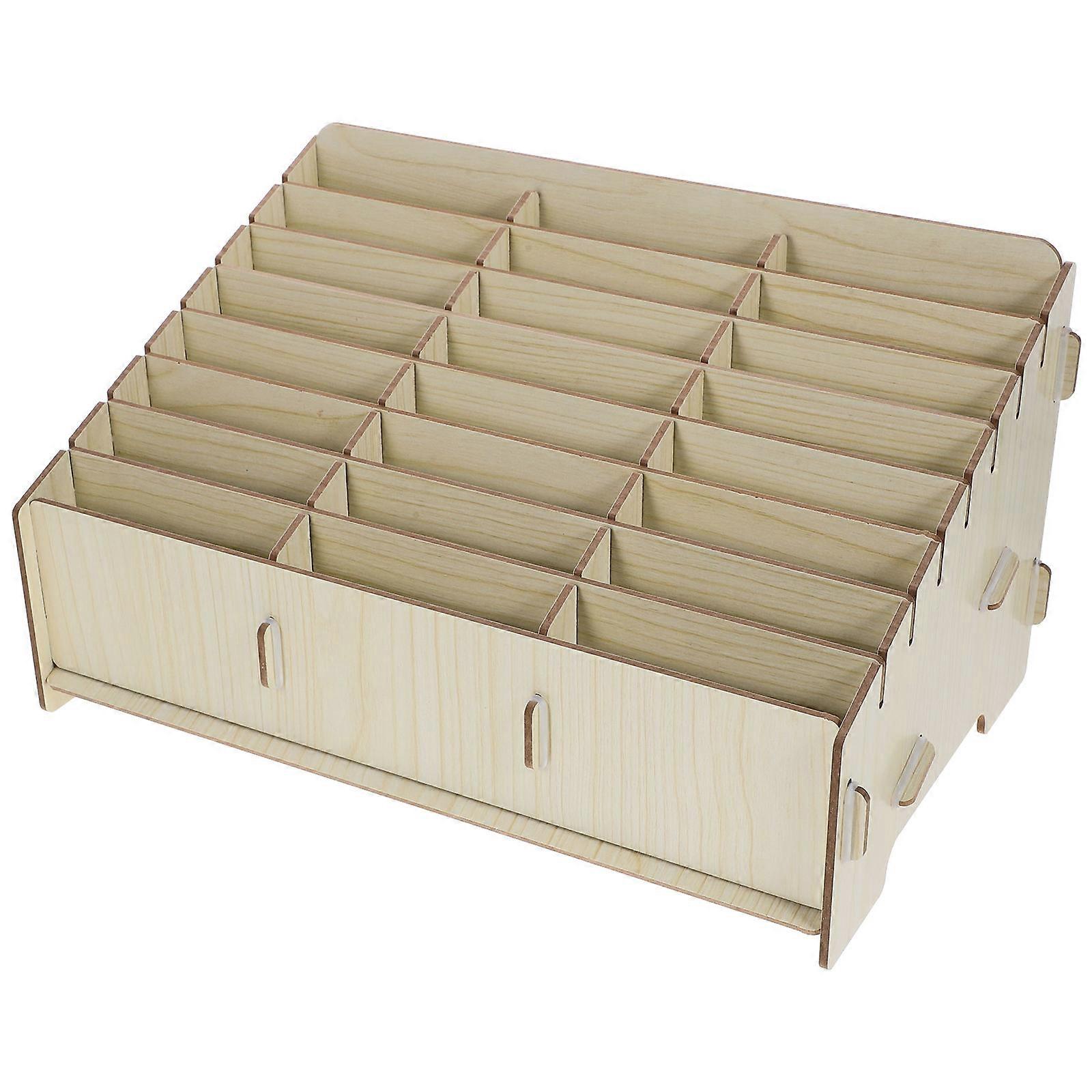 Office Desk Organizer Cell Phone Classroom Holder Khaki Rectangular Multiple Grids Design 1Pack