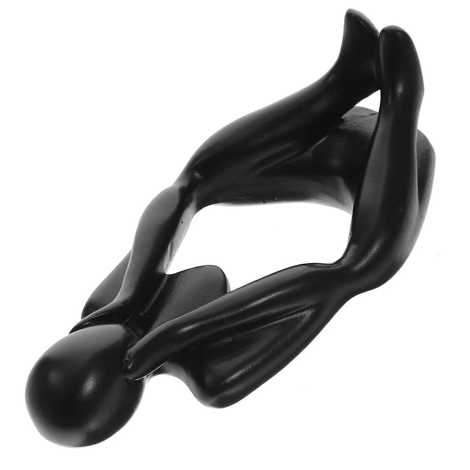 Black Resin Thinker Statue for Decoration Abstract Desk Decor with Artistic Atmosphere 6.5 Inches