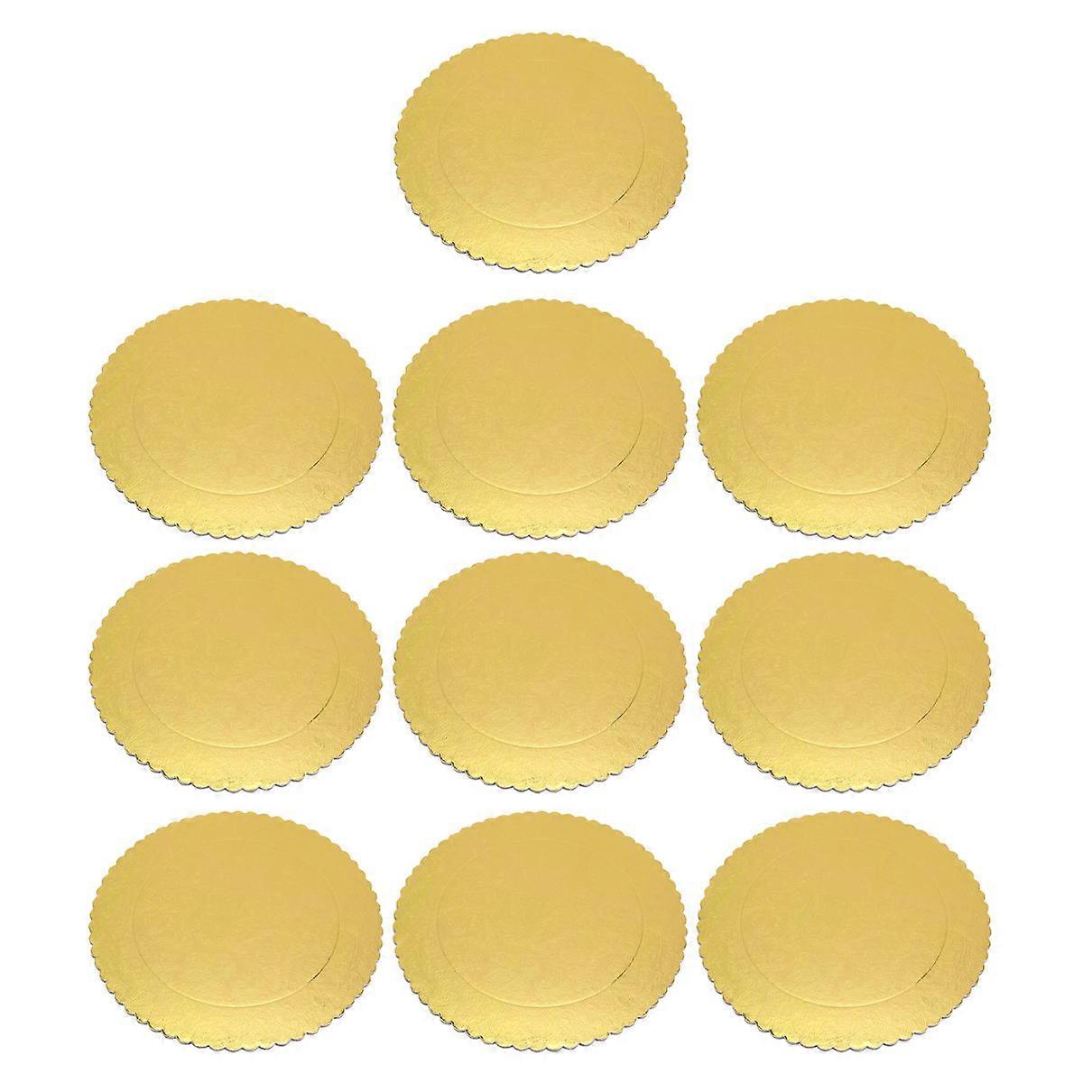 Golden Cake Base Pads for Cake Making with Hardboard Ideal for Presenting Average Sized Cakes 10 Pcs