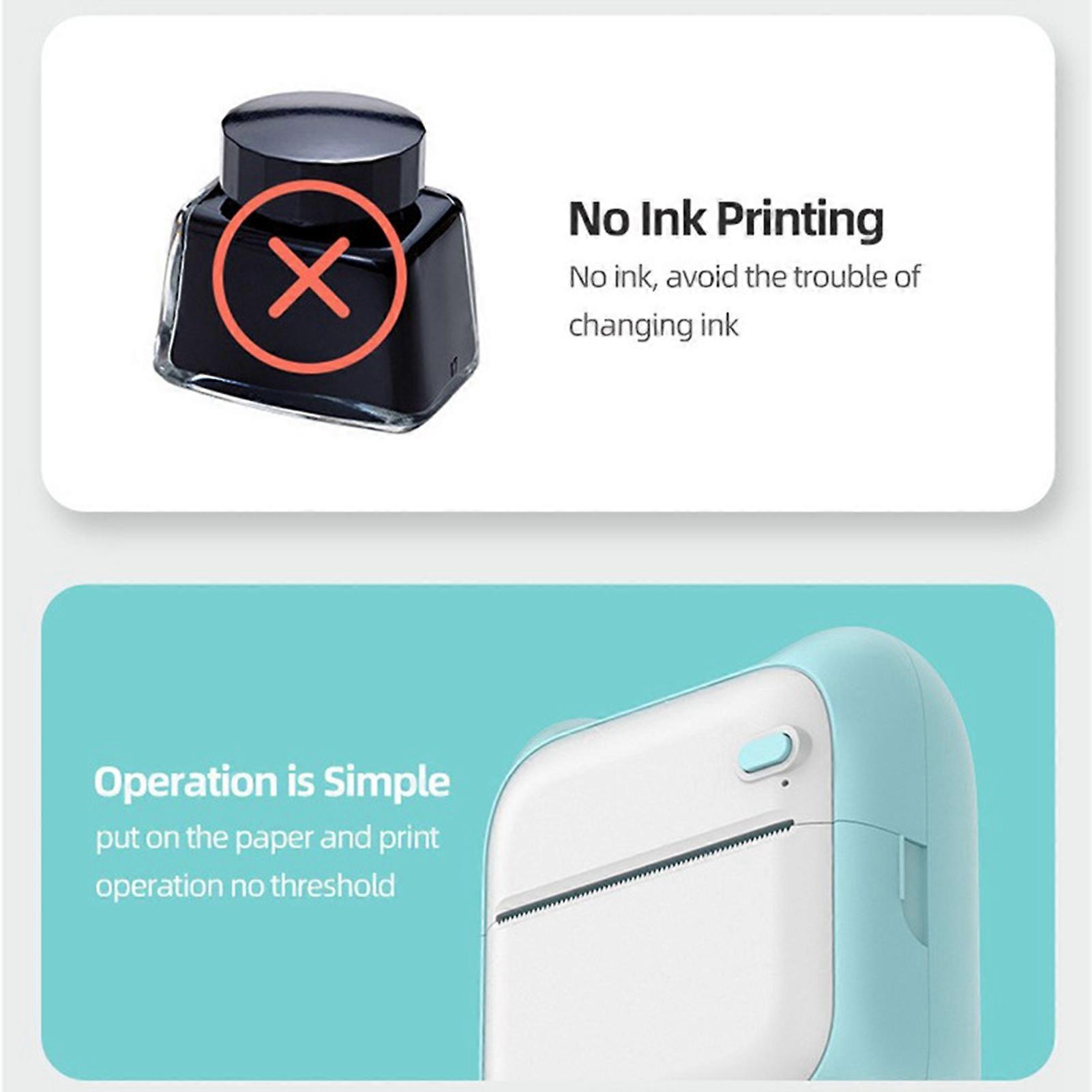 Portable Mini Printer Wireless BT Thermal Printer Easy Operation Compatible for Android IOS Pocket Printer Label Maker