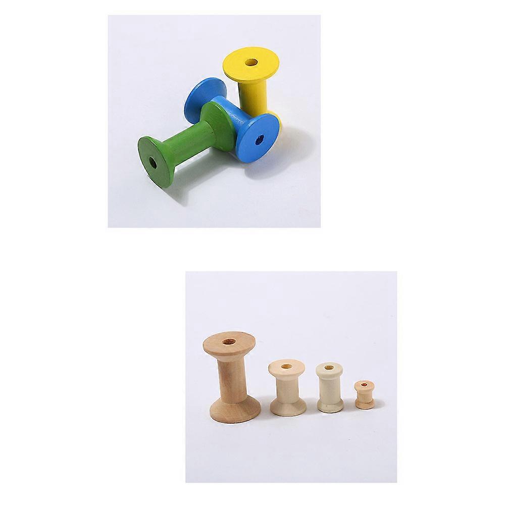 Wooden Spools for Sewing Use Assorted Color 20 Pieces 30x22MM