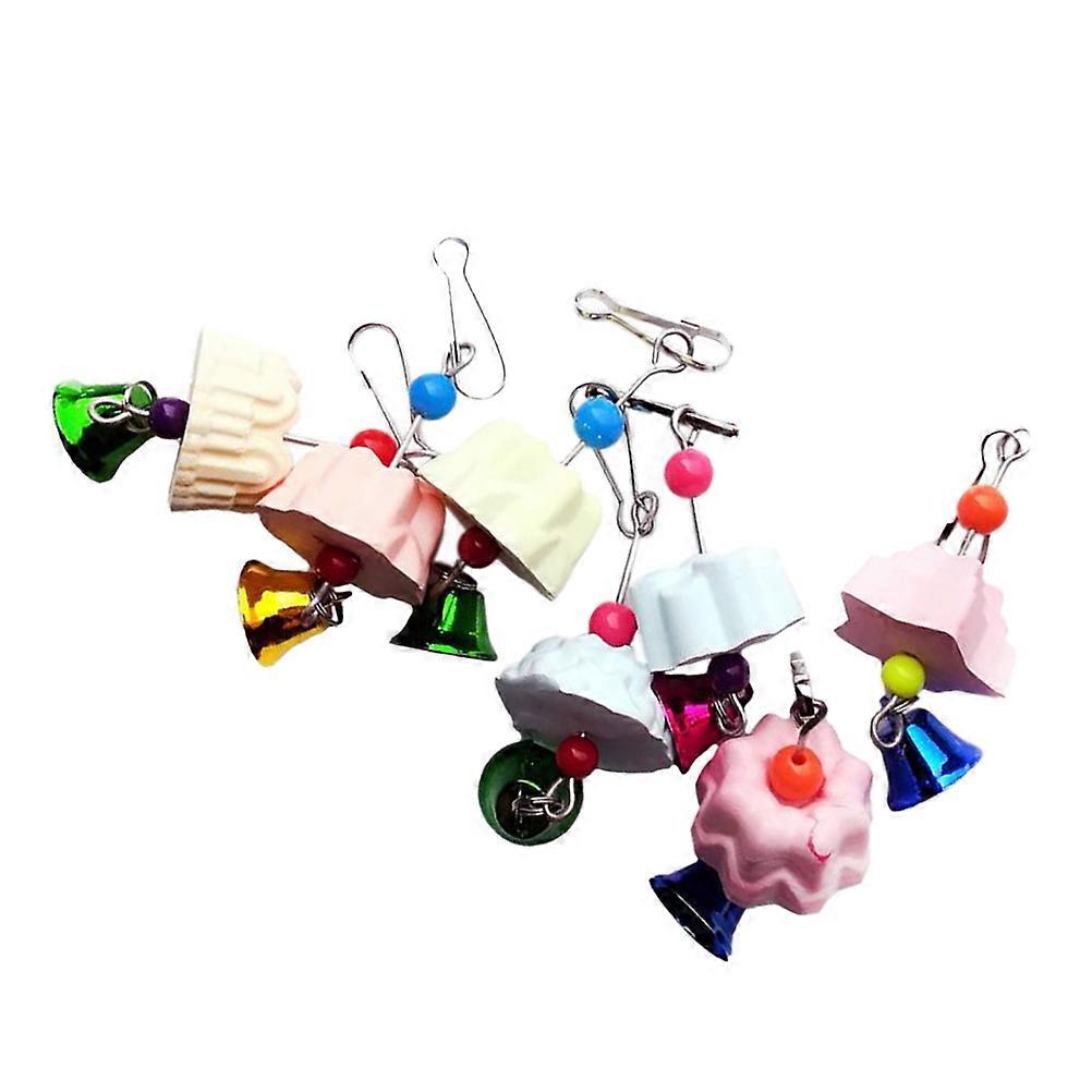 10pcs Parrot Chewing Stone Bird Toy Cage Bell Accessories Bite String Calcium Milk Molars Pendant for Parrots (Random Color)