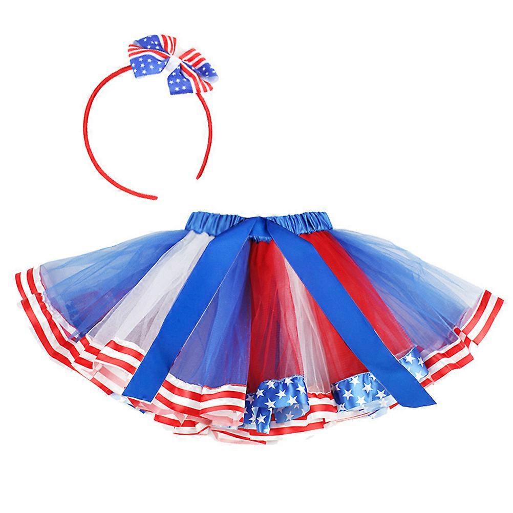 2Pcs Assorted Color Skirt Shape Independence Day Dress Elastic Waist For Women Perfect For Parties